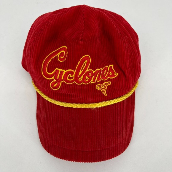 Vtg‎ 80s Iowa Cyclones Snapback Hat Men\'s One Size Red Corduroy Rope